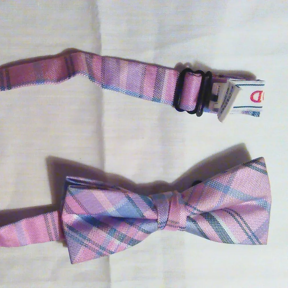 Izod Pink Purple Plaid Bow Tie